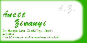 anett zimanyi business card